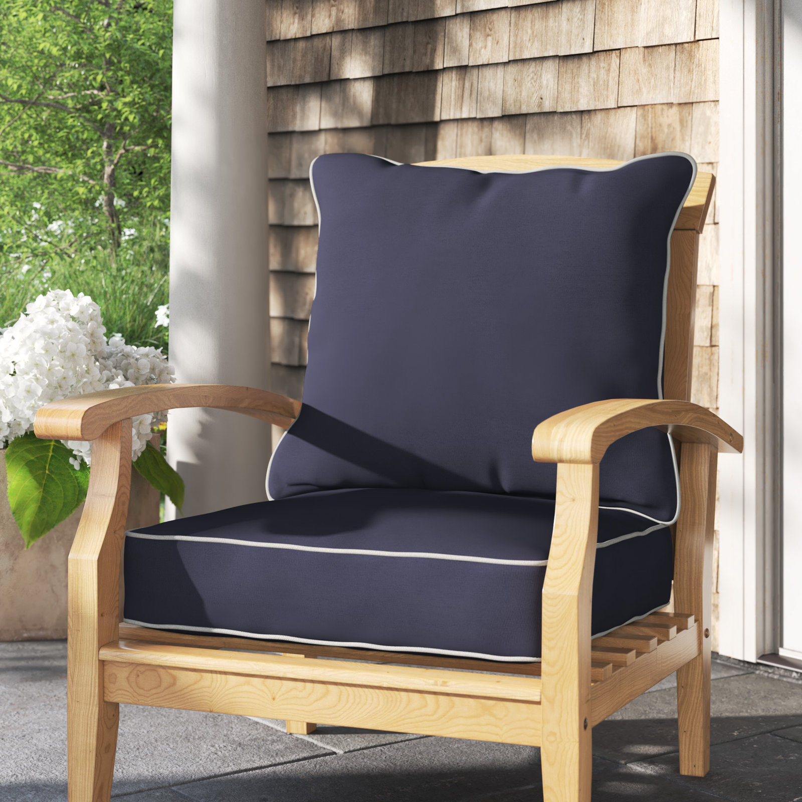 Warrick Sunbrella Outdoor Lounge Chair, Canvas Navy Sunbrella® Canvas, 5" H x 23" W x 25" D