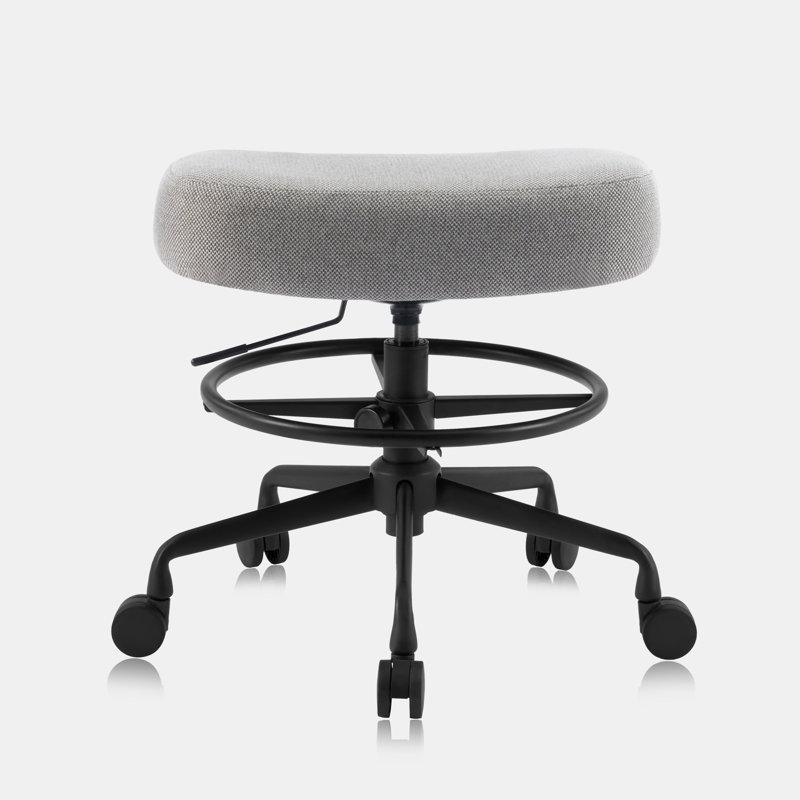 Tabouret pivotant pneumatique à roulettes 504 KALEA avec repose-pieds réglable, Matte Black, Gris