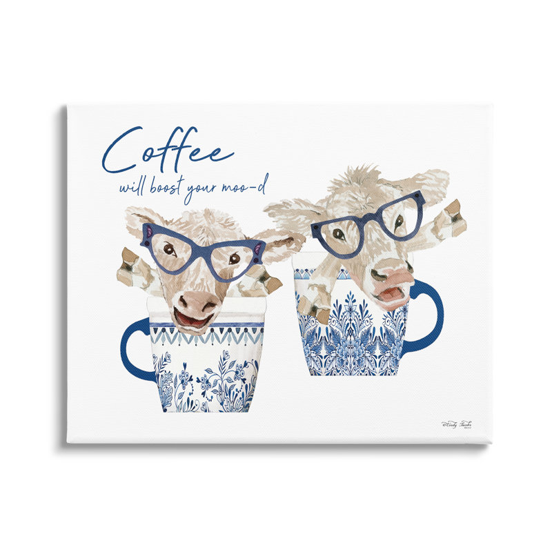 Boost Your Moo-d Humour Farmhouse Cow, tasses à café par Cindy Jacobs - impression, H 30 po x l 40 po x P 1,5 po