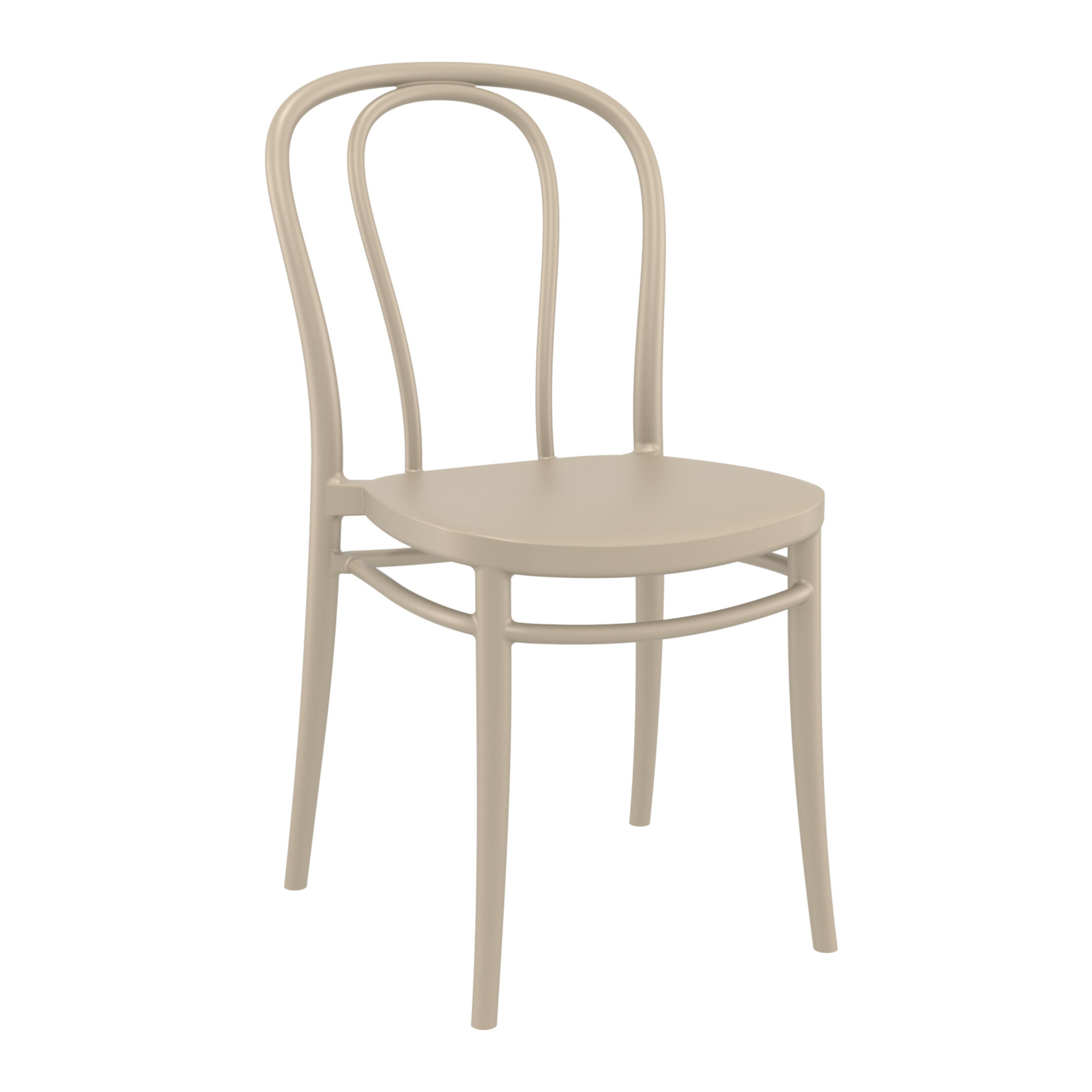 Farrah 24'' Round 2 - Person Bistro Set with Contemporary Stacking Chairs, Taupe
