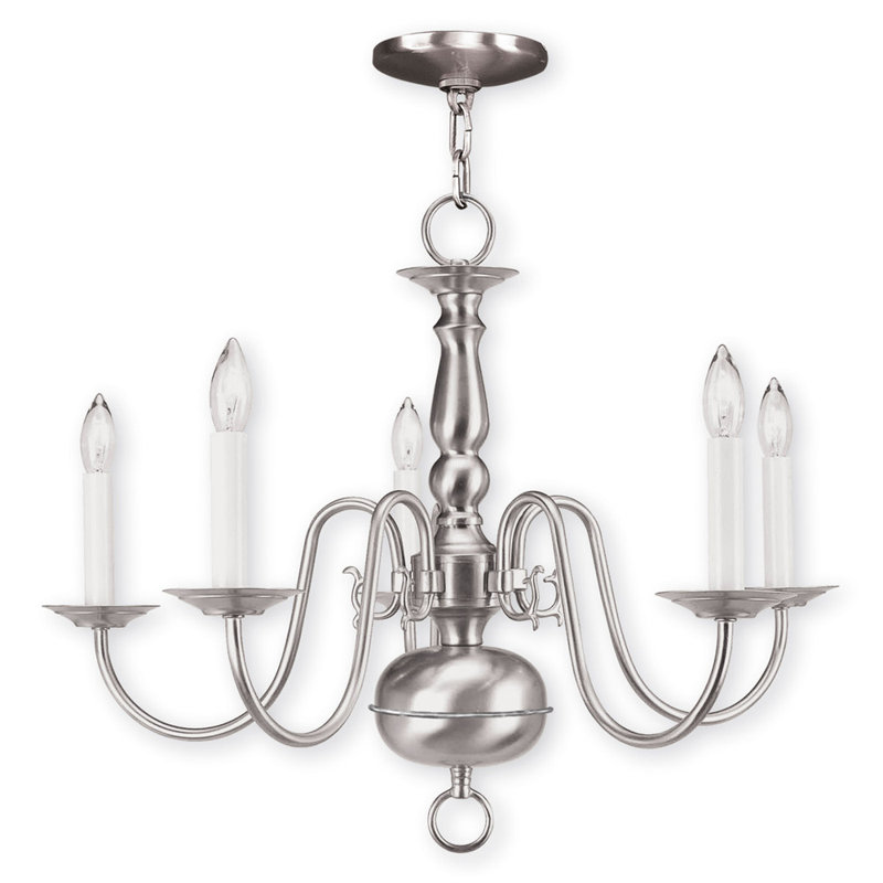 Lustre classique à 6 lumières de style bougie Benedetto, Nickel brossé, 6