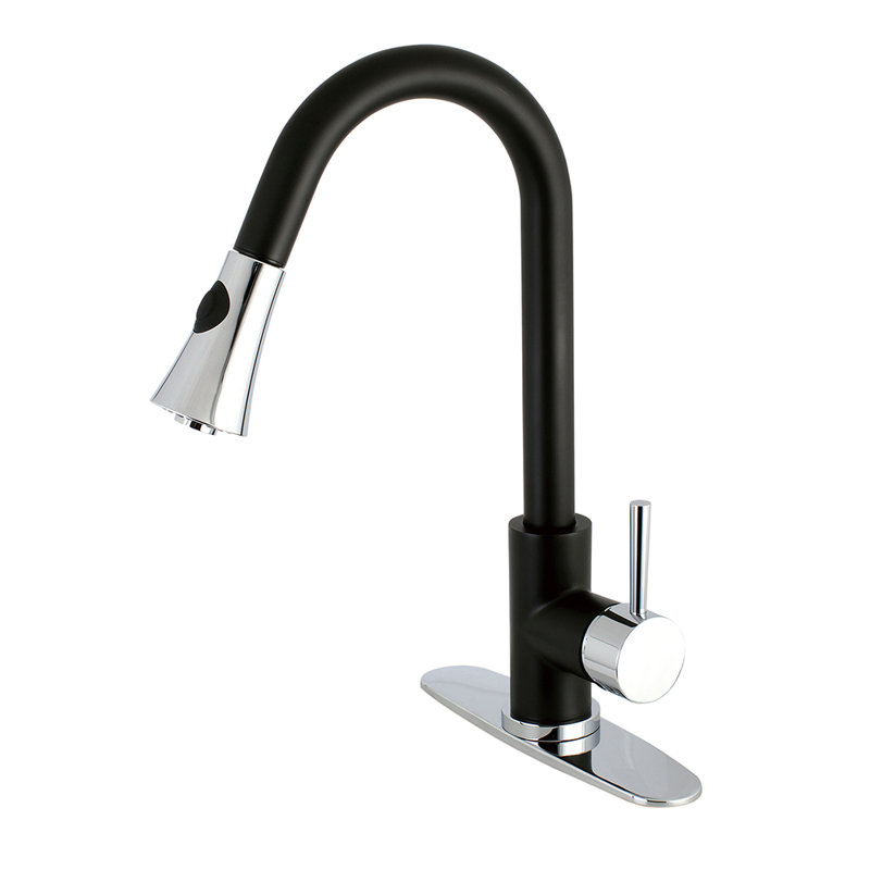 Kingston Brass Concord Single-Handle Pull-Down Kitchen Faucet, Black/Chrome