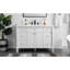 Meuble-lavabo autoportant de style vintage de 47,8 pouces avec lavabo, armoire de salle de bain avec 6 tiroirs et 2 portes, pieds en bois massif, charnières à fermeture douce