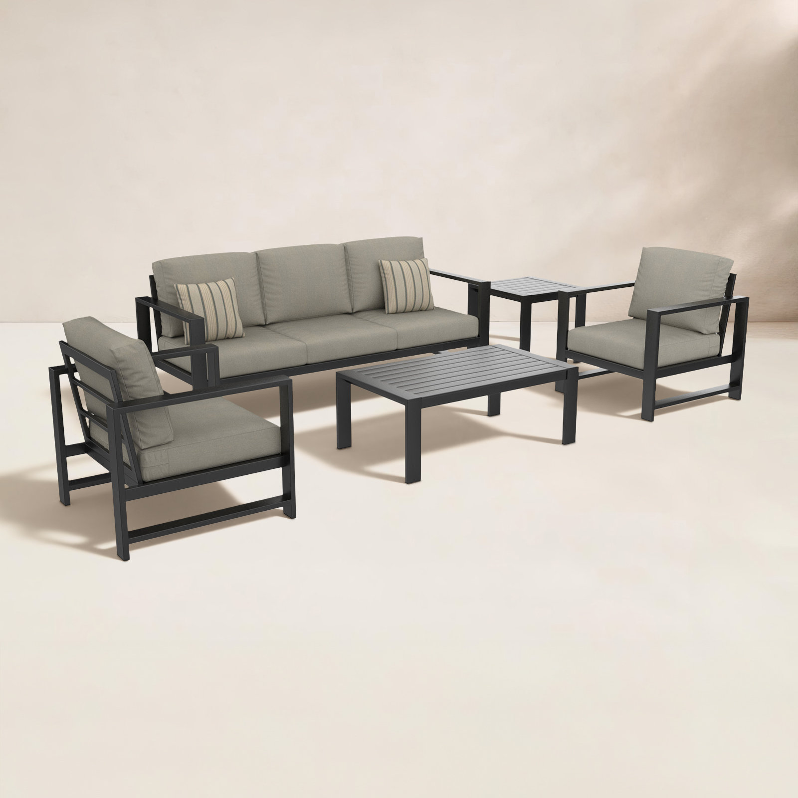 Dulcie 5-Person Sunbrella® Patio Seating Group, Gray/Beige