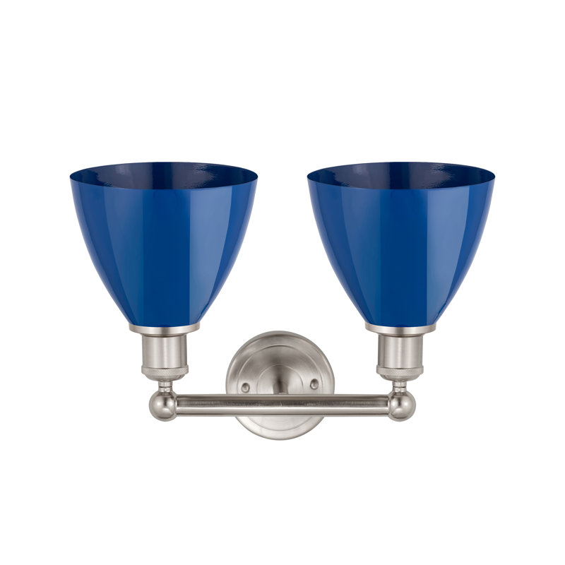 Éclairage pour meuble-lavabo à 2 lumières Arpita, Nickel satiné, Bleu