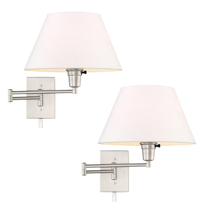 Express Swing Arm Sconce (Pack of 2), White, Brushed Nickel