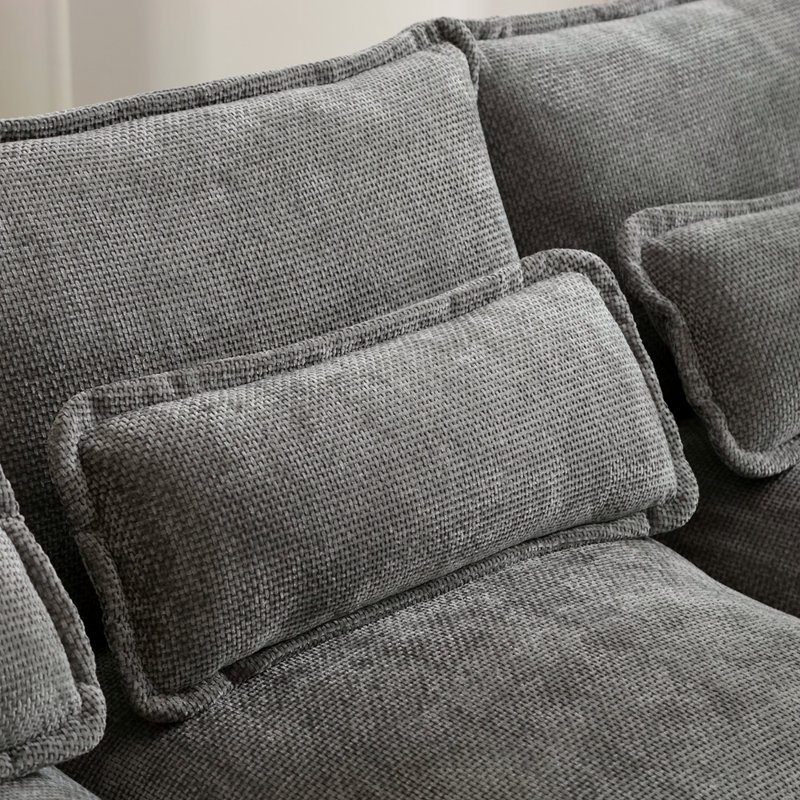 Chenille, rembourrage en éponge de haute qualité, structure, canapé à quatre places surdimensionné en forme de U