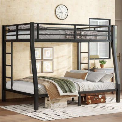 Metal Full XL over Queen Bunk Bed for Teens and Adults,Space-Saving/Noise Reduced/No Box Spring Needed,Black by Wrought Studio