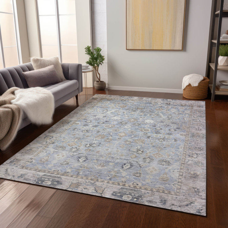 Tapis intérieur / extérieur lavable à la machine Sky Xhevrie, Rectangle 2 pi 6 po x 3 pi 10 po