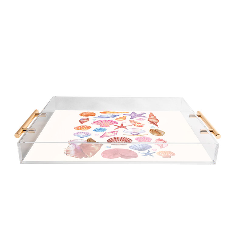 «April Lane», aquarelle, coquillages, plateau en acrylique