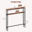 Console étroite avec prises de courant, canapé mince à 2 niveaux avec 2 tablettes, structure en métal, table d'entrée pour canapé dans le salon, couloir, vestibule, style industriel, brun rustique