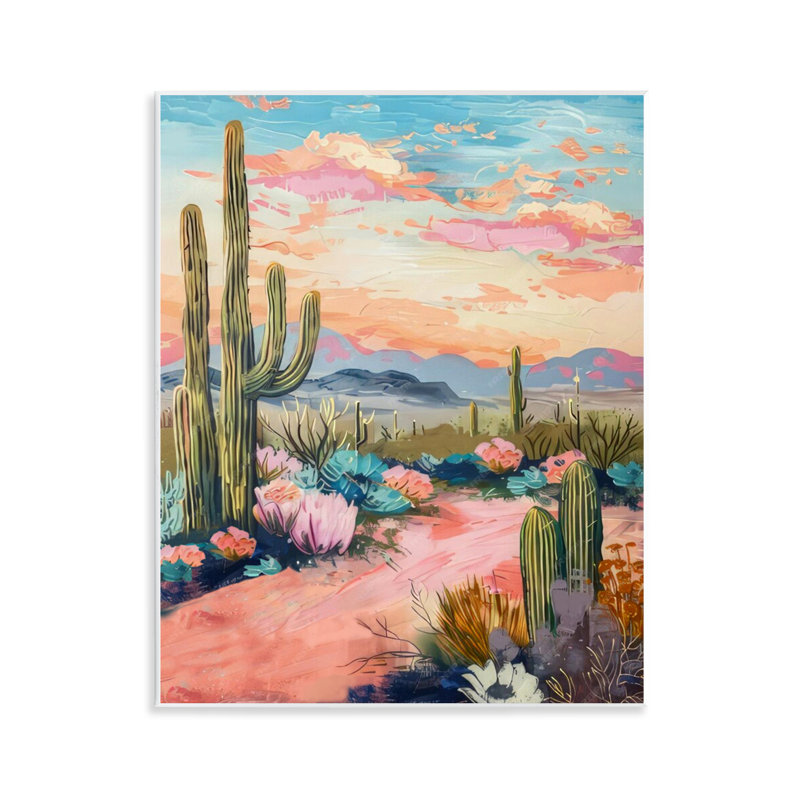  Pink Desert Sunset Wall Plaque Art by LSR Design Studio