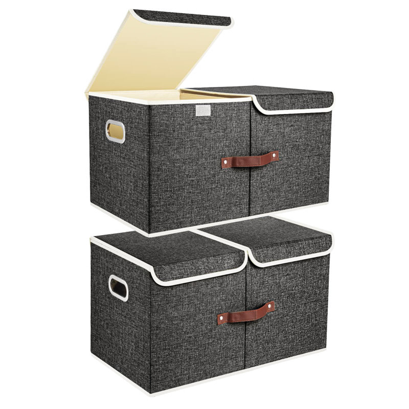 Ebern Designs storage boxes Fabric and Plastic Box, Black