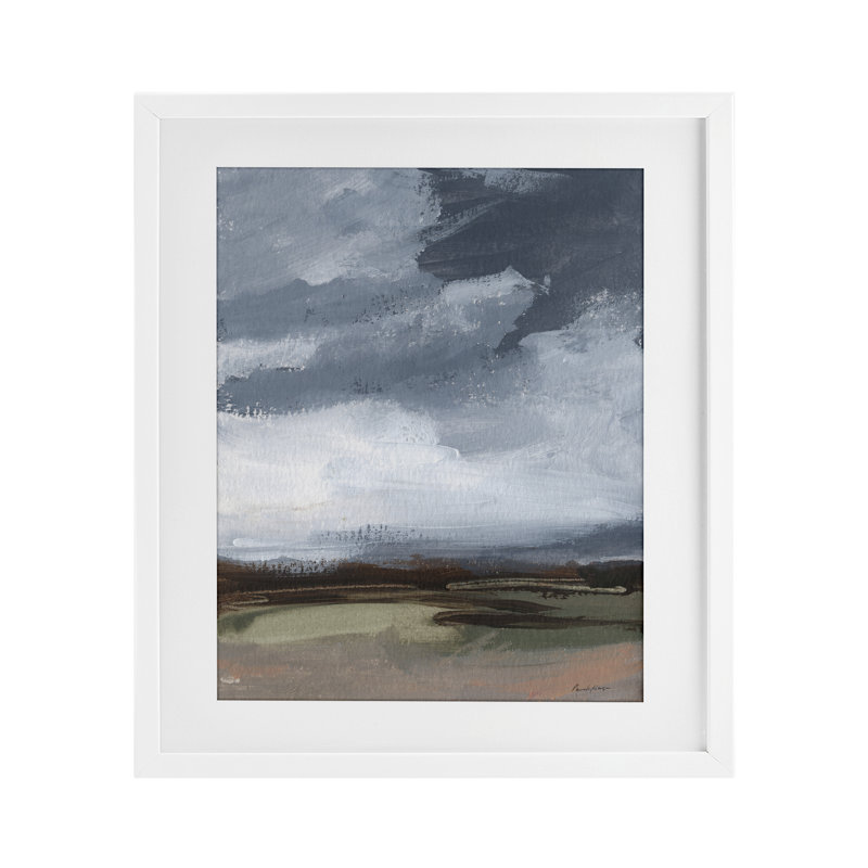 Impression encadrée de paysages abstraits sous le verre, design par Pamela Munger, H 21 po x l 17 po, Cadre blanc côtier