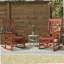 Ensemble de chaises berçantes d'extérieur en bois, accoudoirs lisses, dossier haut, durable pour patio, balcon et porche, rouge vin