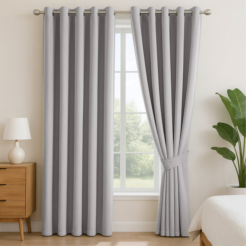 100% Linen Blackout Curtains - Thermal Insulated Eyelet Grommet Room Darkening Luxury Window Panels, 168cm Width x 183cm Drop