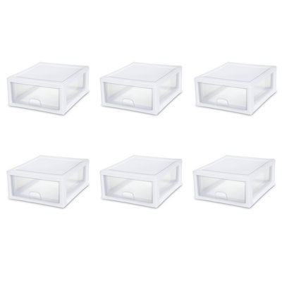 Sterilite Clear & White Plastic Storage Bin with One Drawer