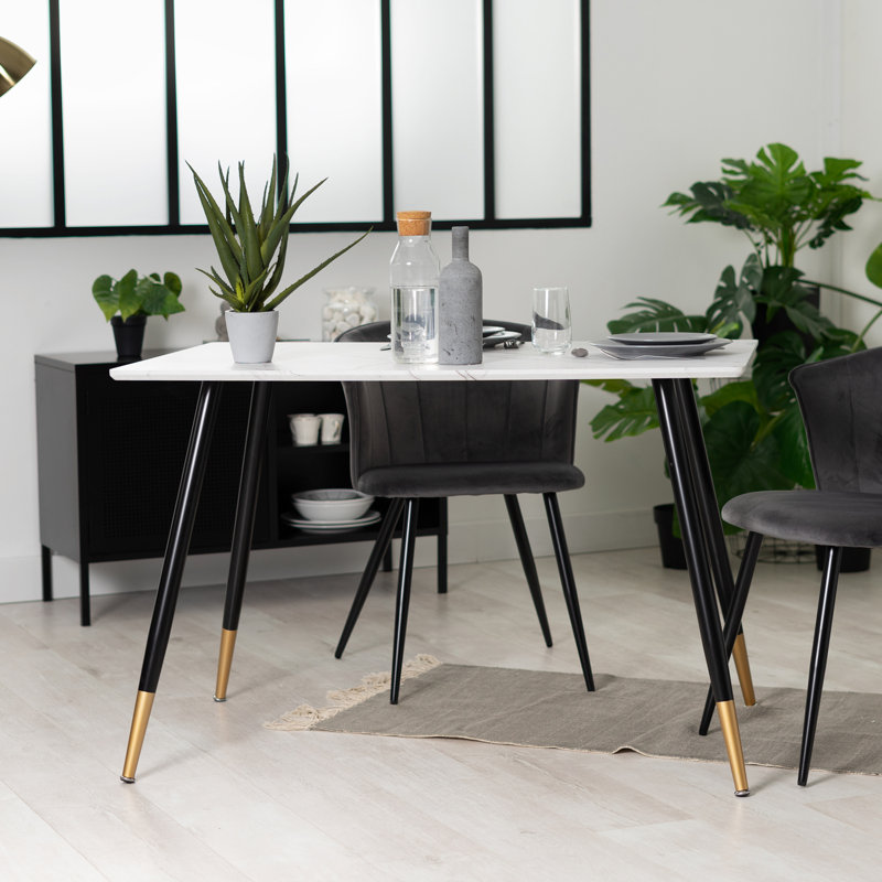 Align Metal Base Dining Table, Marble