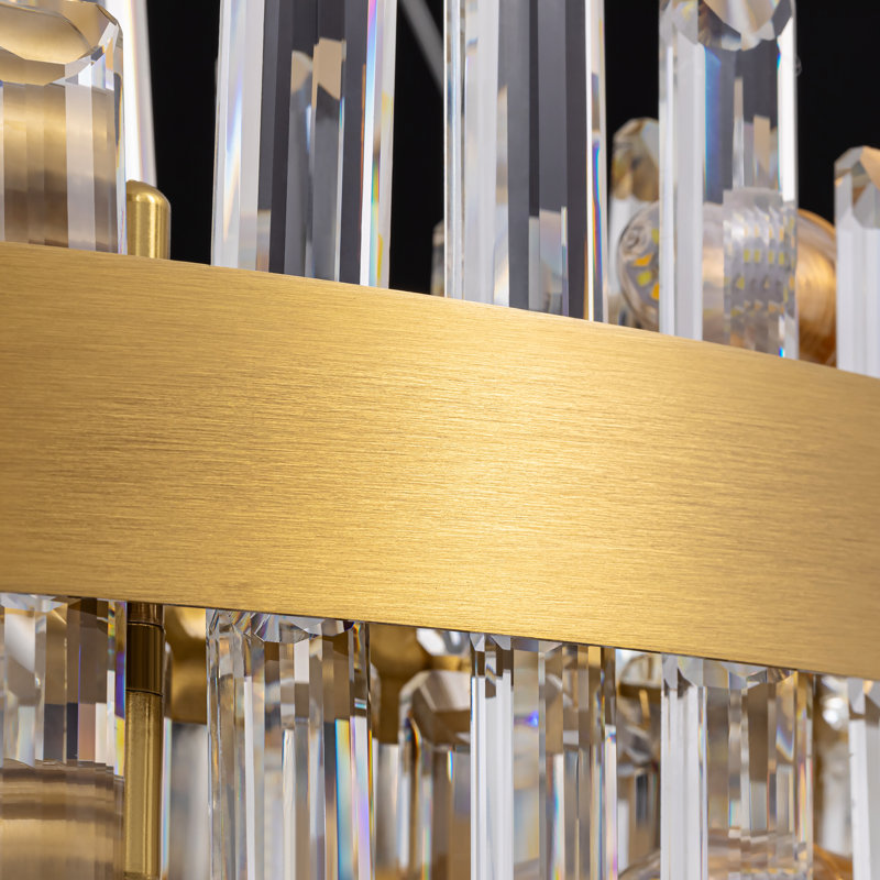 Lustre en cristal Marais, Doré, H 9,8 po x l 39,4 po x P 39,4 po
