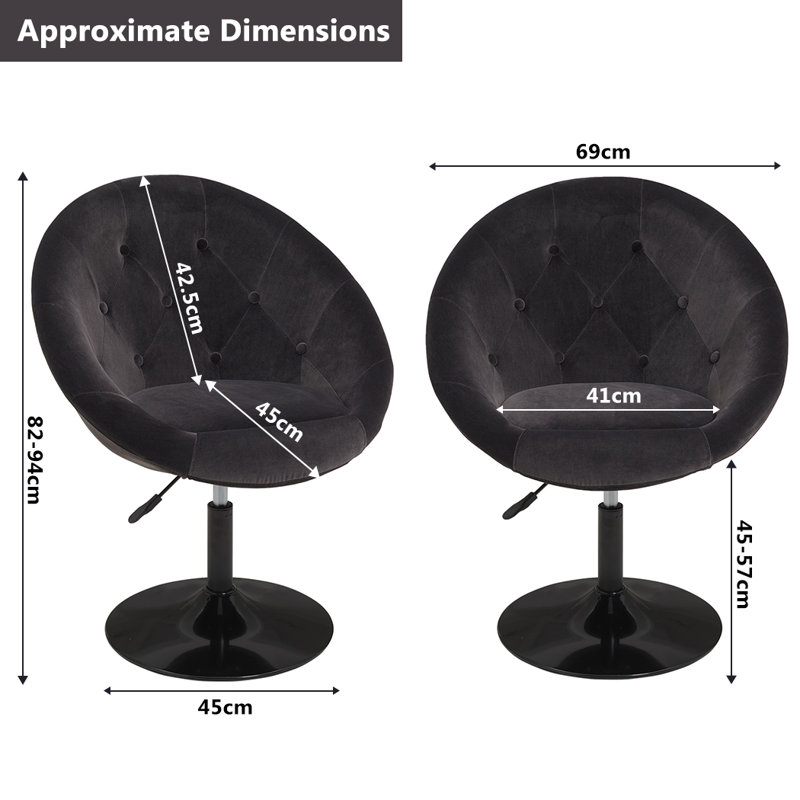 Climax Upholstered Swivel Barrel Chair, Black