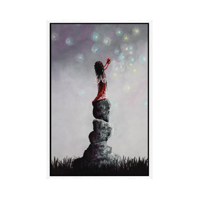 Little Garnet Fairy - Print on Canvas, 66.04 cm H x 45.72 cm W, White Framed