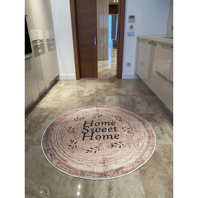 Tapis rond en coton Caricia avec envers antidérapant, Rond 5 pi 11 po