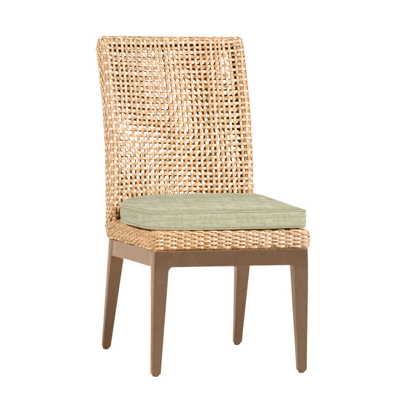 Peninsula Patio Dining Side Chair with Cushions, Welt, Raffia/Sandalwood, Bali Pearl