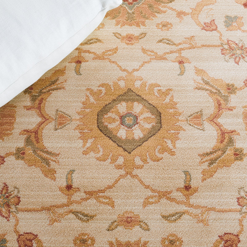 Floral Area Rug in Cream/Golden, Rectangle 5'1" x 7'6"