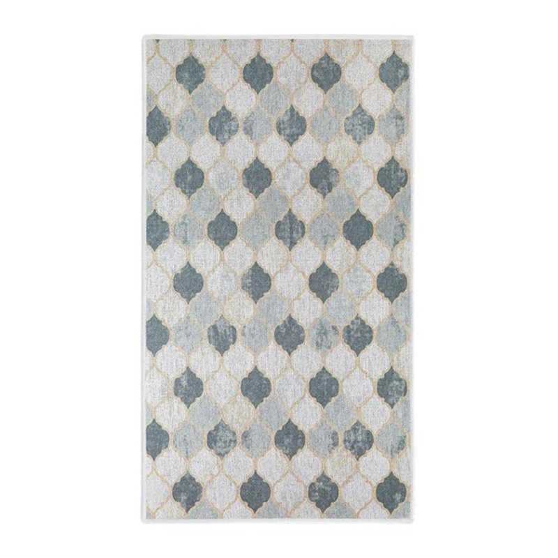 Tapis beige / gris en coton Beyla, Rectangle 2 pi x 4 pi