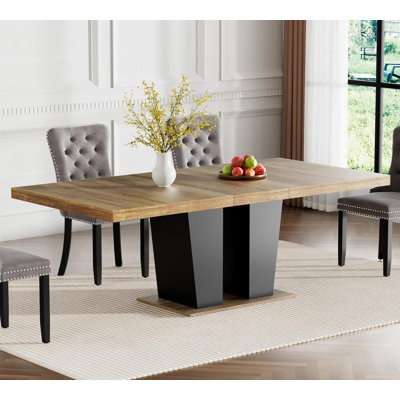 62.99"-78.7" Extendable Dining Room Table for 6 8 10, Modern Farmhouse Wooden Kitchen Expanding Table, Long Large Expandable Dining Room Conference Tables for Home Office