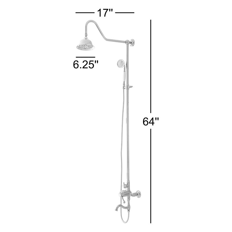 Dolwick Exposed Pipe Shower and Tub Faucet, Chrome