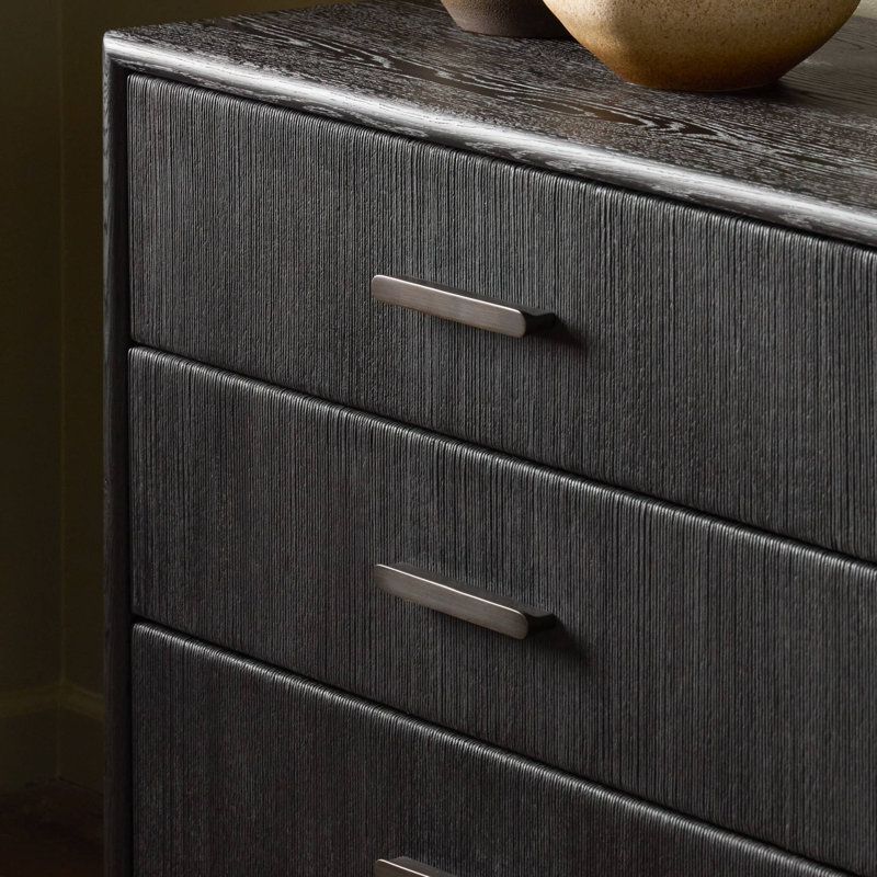 Jake 6 Drawer Dresser-Oak Veneer, Black Oak Veneer