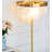 French-Style Glass, Marble & Solid Brass Floor Lamp
