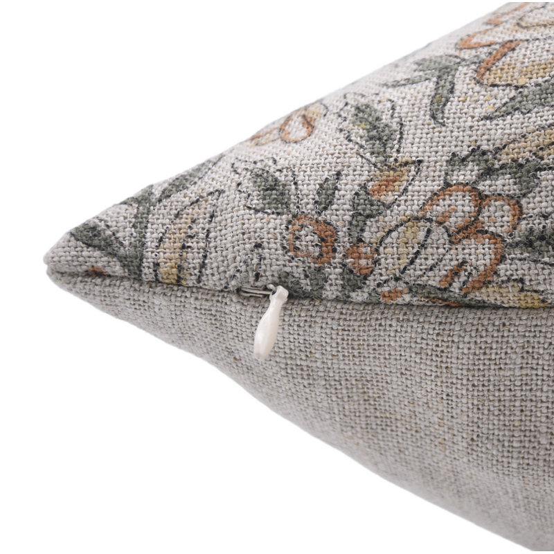 Block Print Throw Pillow Cover, 11 Thick Linen Decorative Cushion Cover, 36" x 14"