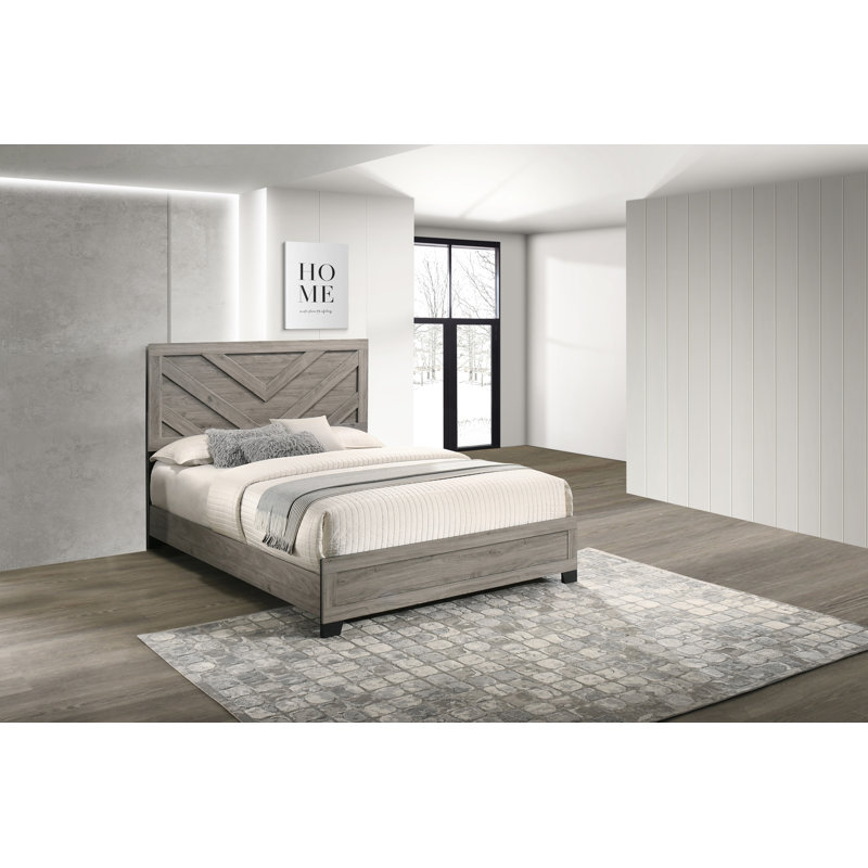 Granville Wooden Panel Bed In Light Gray, Queen