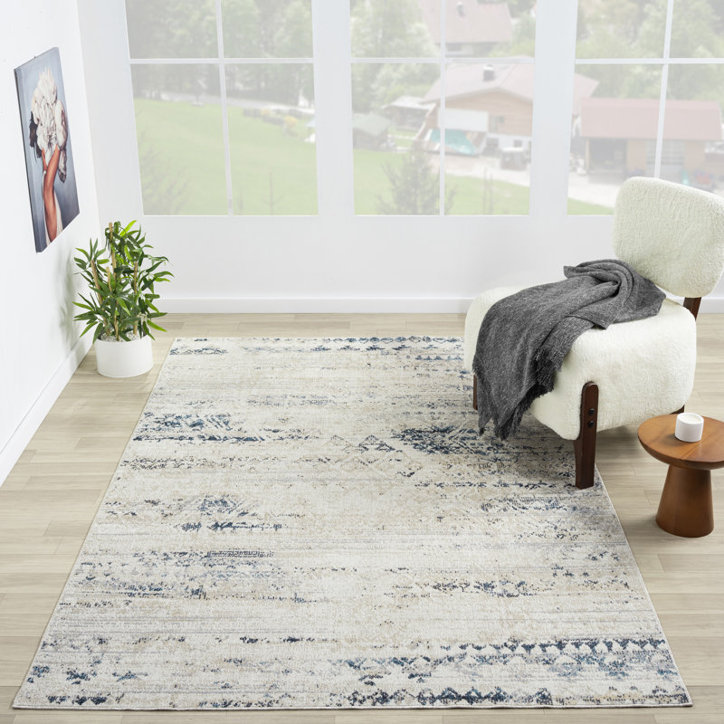 Mythias Modern Boho Distressed Medallion Machine Washable Area Rug, Rectangle 2' x 3'