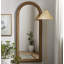 Miroir arqué en bois manufacturé / jute