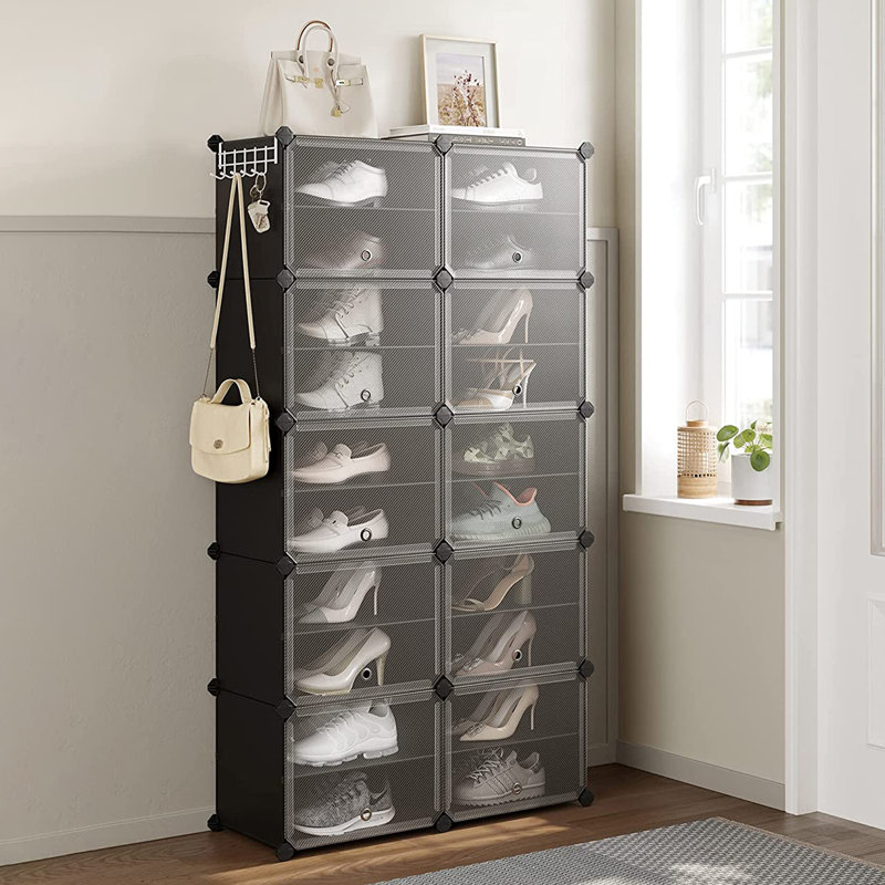 Meuble de rangement 10 paires de chaussures, Noir