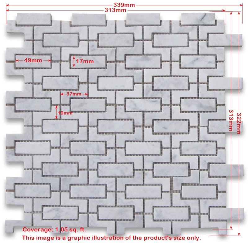 12" x 12" Marble Grid Mosaic Wall & Floor Tile