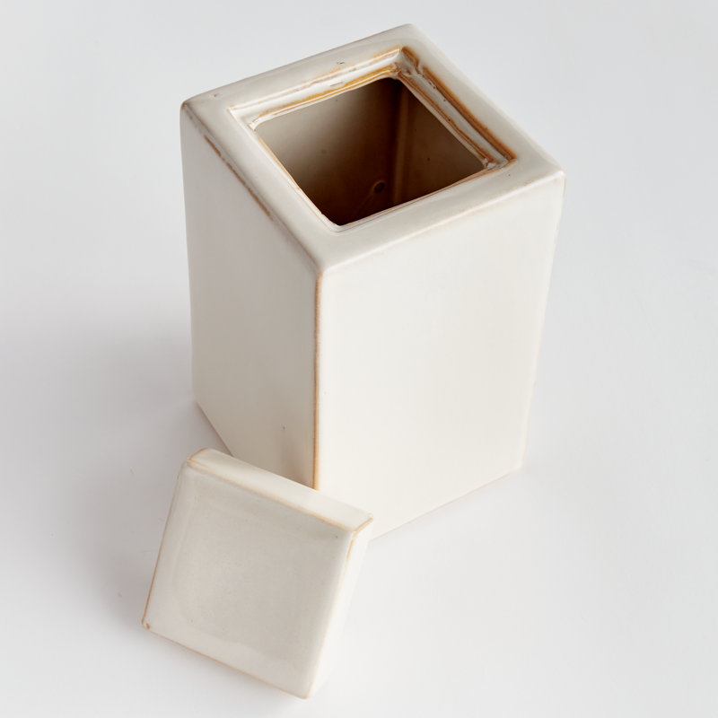 Ophelia Jar Large, 9.5" H x 5.25" W x 5.25" D, Cream