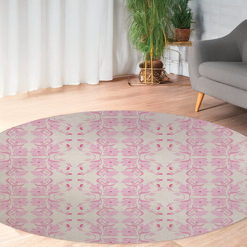 Groovy Flowers Area Rug, Round 5'