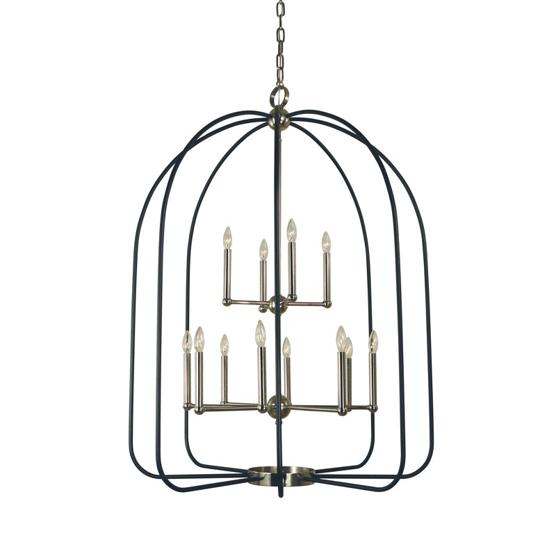 Lustre géométrique 12 lumières, Laiton antique