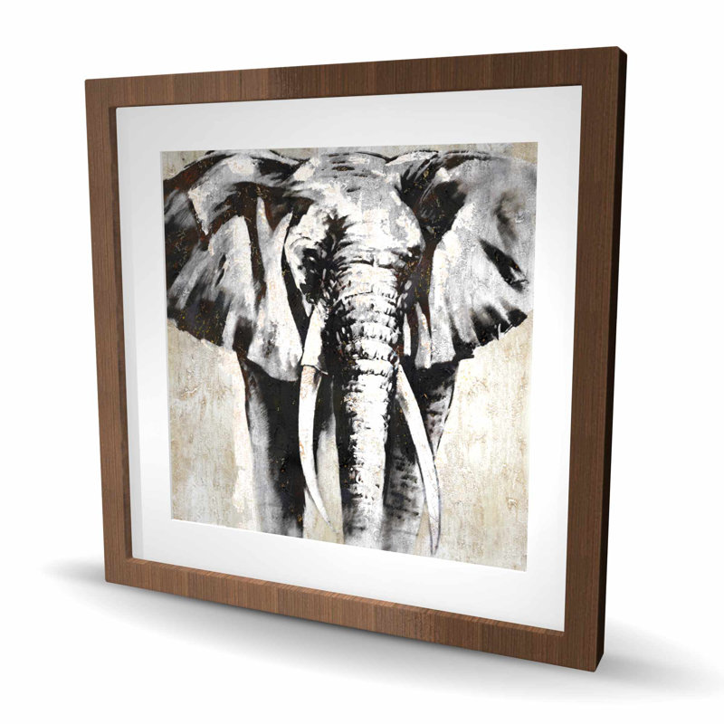 Éléphant en niveaux de gris - reproduction encadrée mate pour la décoration intérieure