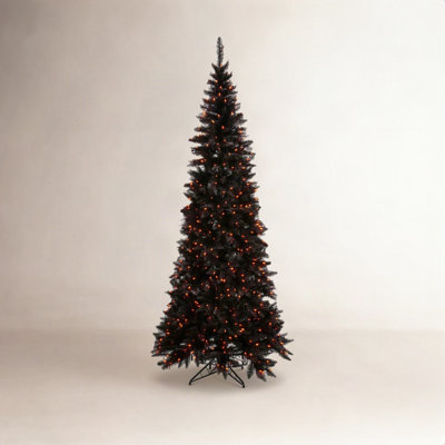 Black Fir Flocked Pre-Lit Christmas Tree