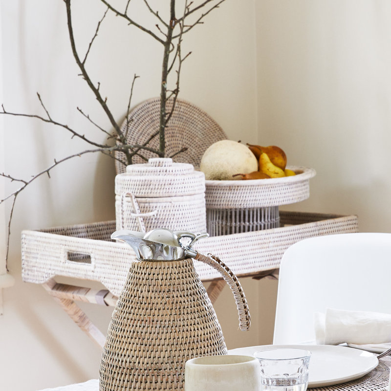 Rectangular Butler Tray With Stand, White Wash
