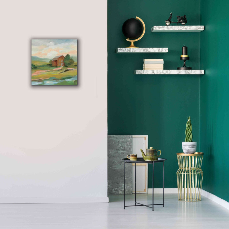 «Springtime Farm Pastel» par Silvia Vassileva, art mural sur toile, H 18 po x l 18 po x P 0,75 po