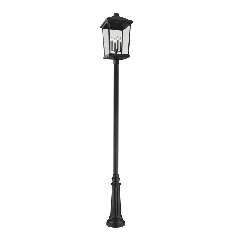 Lampadaire noir câblé à 4 lumières 125,5 po Starkey (double)