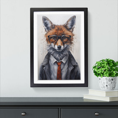 Fox with Glasses Painting - Framed Print