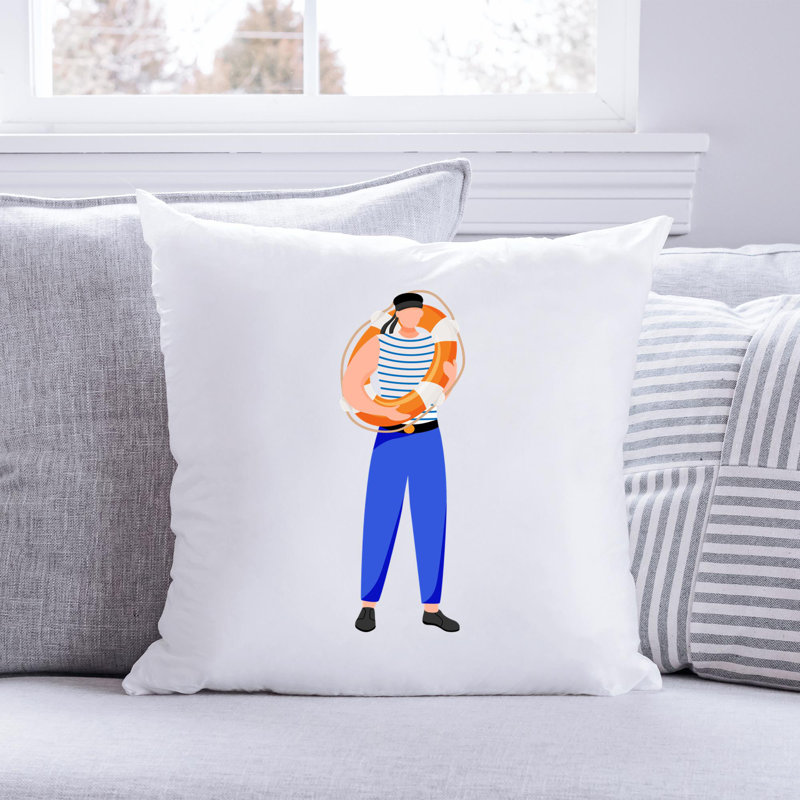 Nautical Sea Life_280 - Coussin décoratif avec coussin décoratif, H 18 po x l 18 po