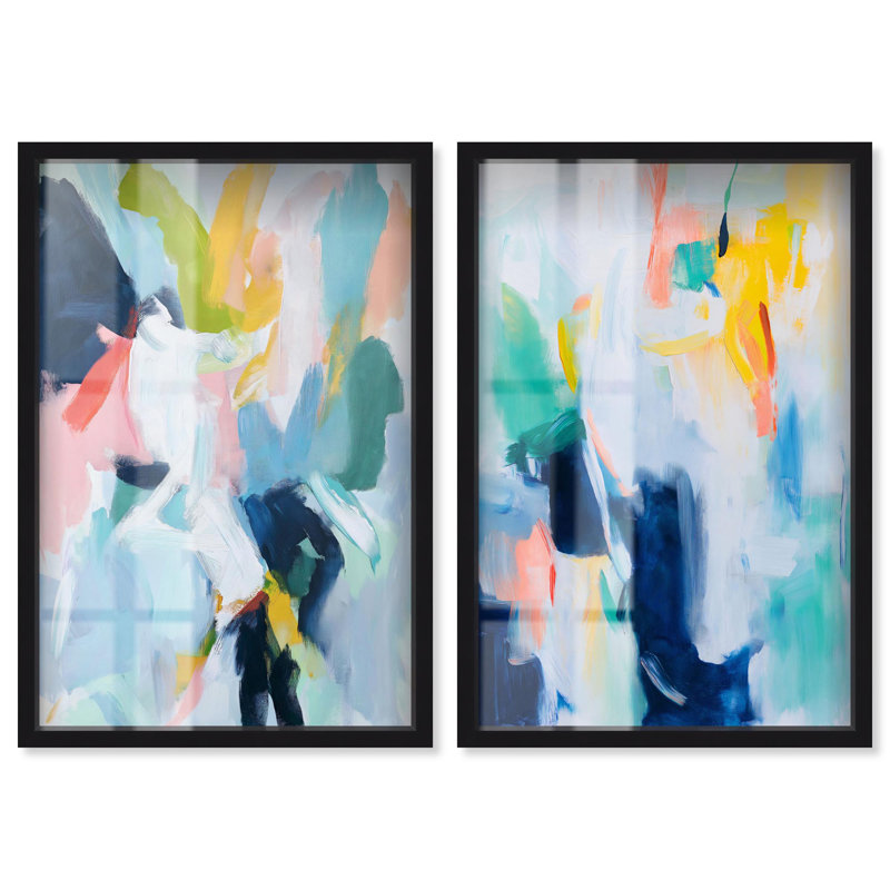 Art mural bleu Blush Boho, Noir, H 25 po x l 17 po